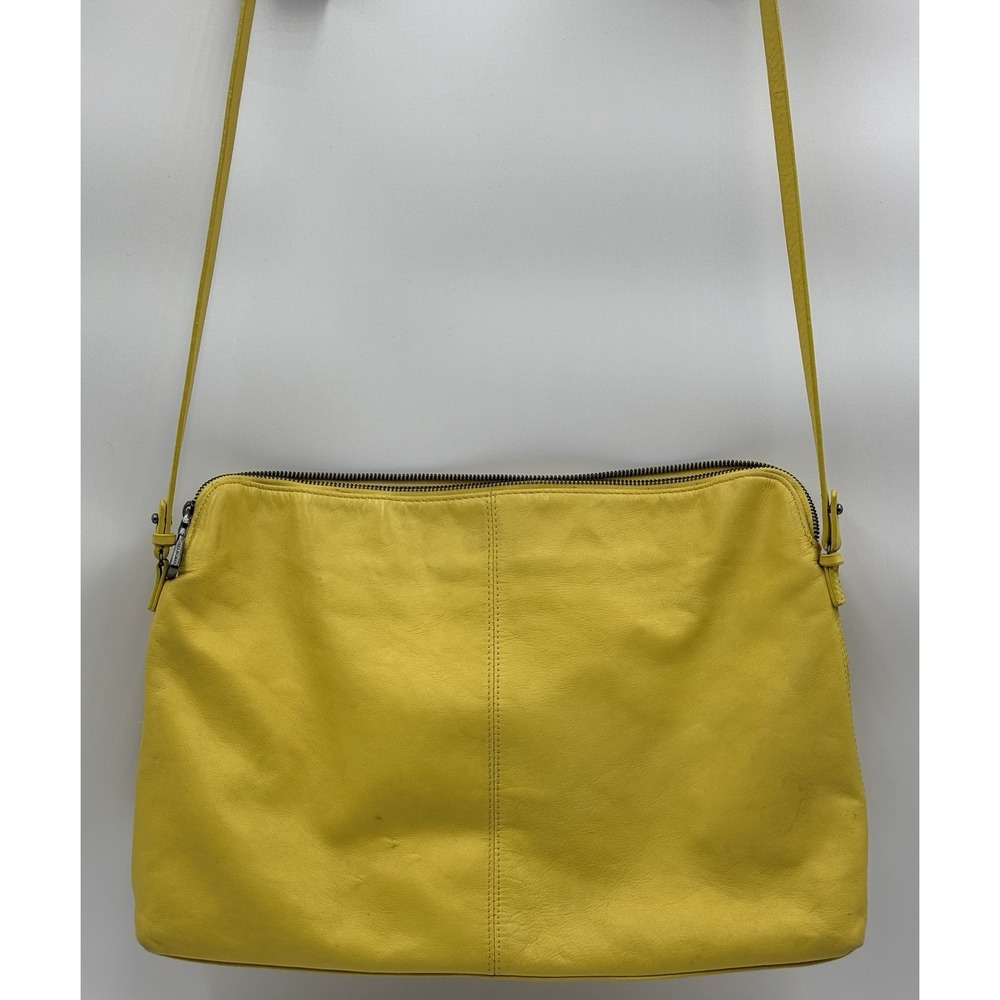 Zara‎ Woman Soft Leather Yellow Tote Bag Approx 15" X 11"